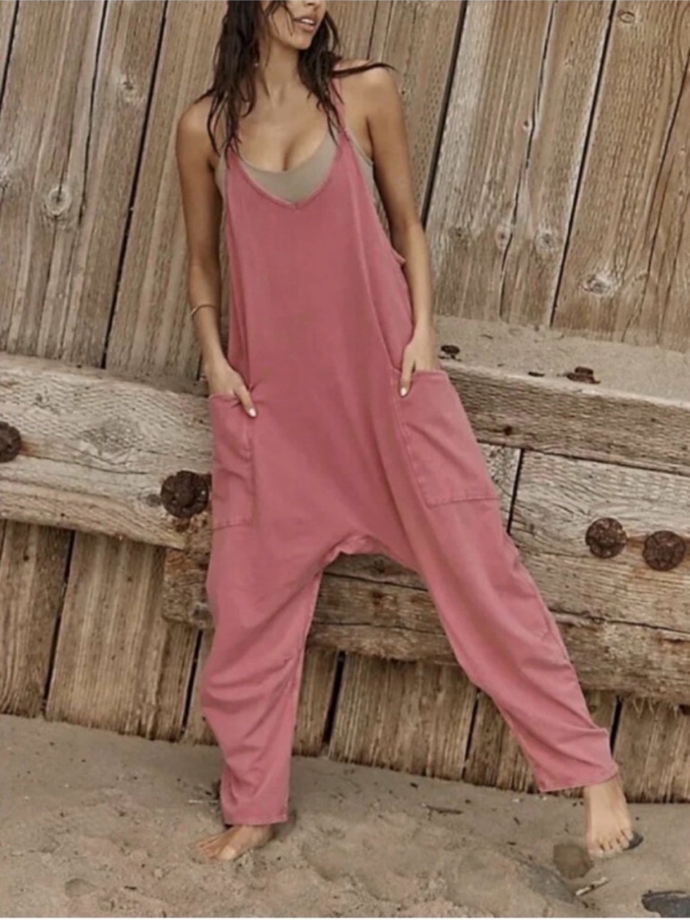 Free People FP Movement Hotshot Onesie Dusty Rose/Mauve Pink - Size Small
